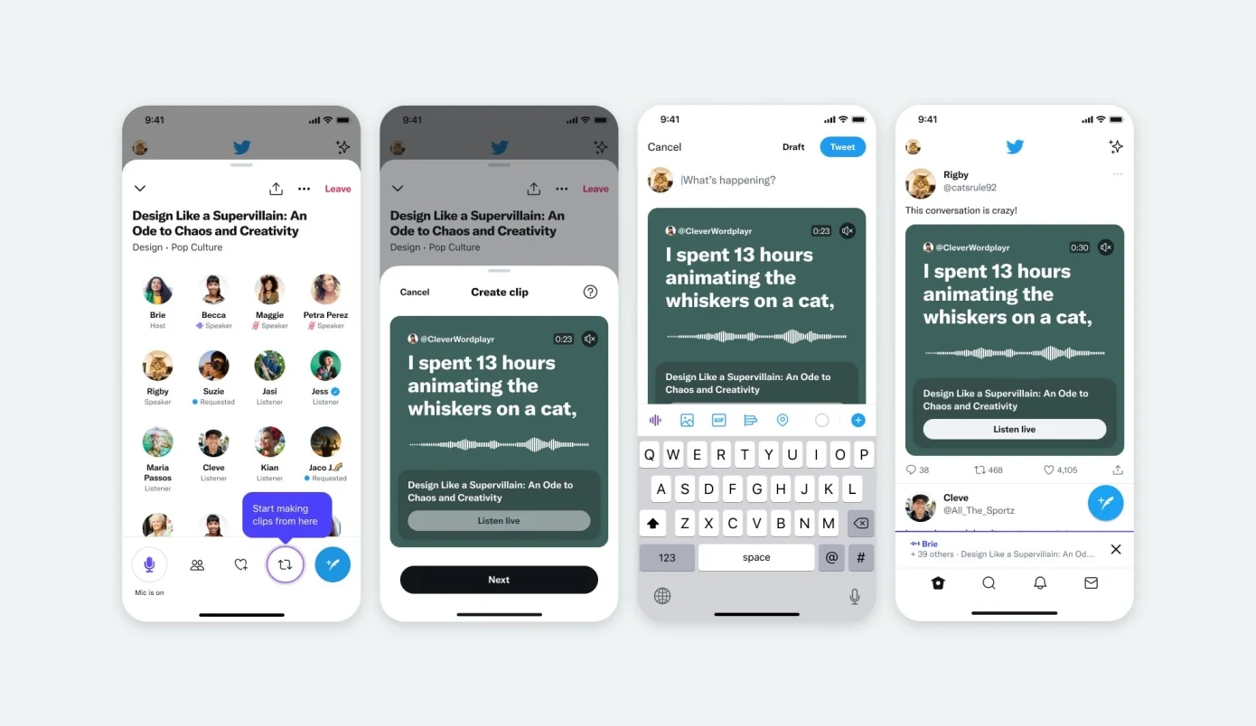 ツイッター スペースの聴きどころ30秒を共有するクリッピングツールをiosで限定テスト中 Protocol